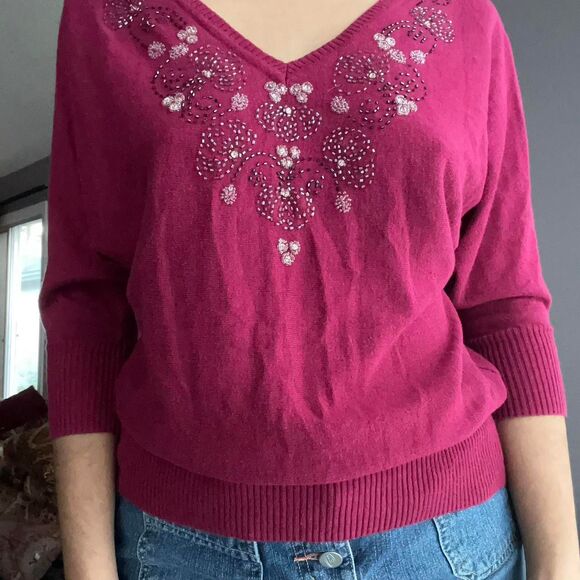 Sweaters - Lauren-conrad Women's Pink and Burgundy Jumper